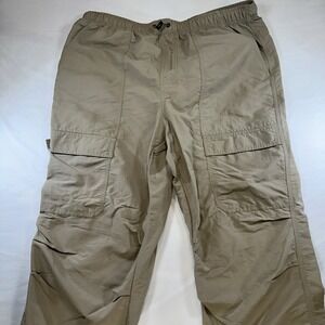 Original USA Pants Mens L Beige Slash Pockets Elastic Waistband Comfort Preppy